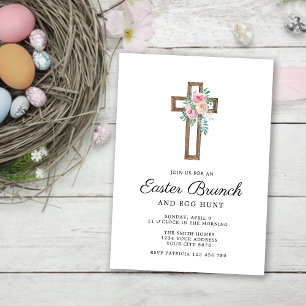 Floral Cross Easter Brunch Invitation
