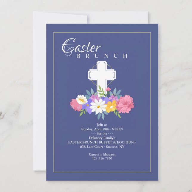 Floral Cross Easter Invitation (Front)