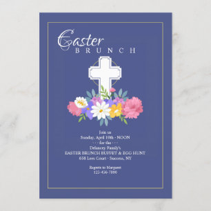 Floral Cross Easter Invitation