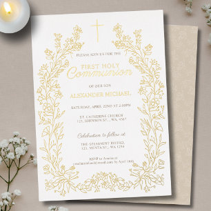 Floral Cross First Holy Communion Religious