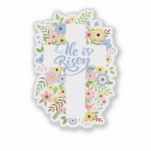 Floral Cross He is Risen Easter
