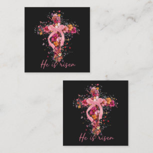 Floral Cross  'He Is Risen' Enclosure Card