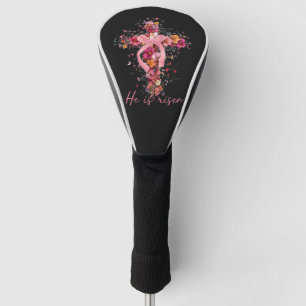 Floral Cross 'He Is Risen' Golf Head Cover