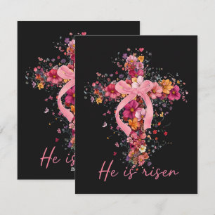 Floral Cross 'He Is Risen' Holiday Card
