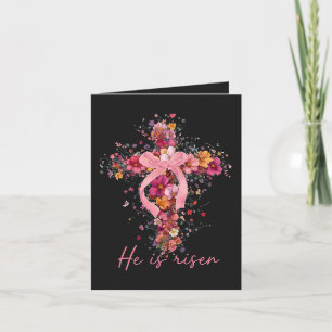 Floral Cross 'He Is Risen' Holiday Card