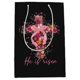 Floral Cross 'He Is Risen' Medium Gift Bag