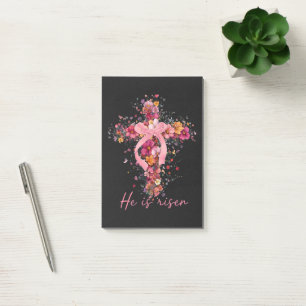 Floral Cross  'He Is Risen' Post-it Notes