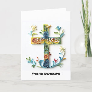 Floral Cross i happy Easter Holiday Card