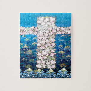 Floral Cross Jigsaw Puzzle