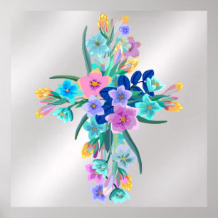 Floral Cross Poster