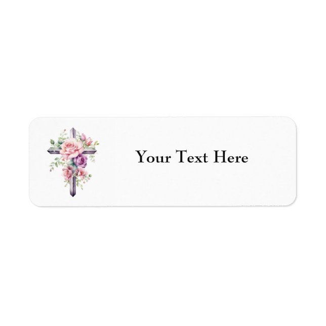 Floral Cross Return Address Labels (Front)