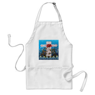 Floral Cross Rose Standard Apron