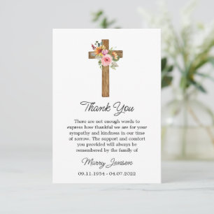 Floral Cross Sympathy Thank You Card