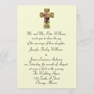 Floral Cross Wedding Invitation