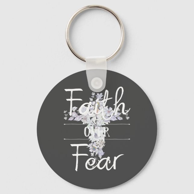 Floral cross with Christian quote   Keychain (Front)