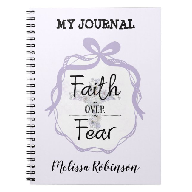 Floral cross with Christian quote  Notebook (Front)