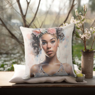 Floral Crown Black Ballerina  Cushion