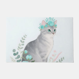 Floral Crown Grey Cat Doormat