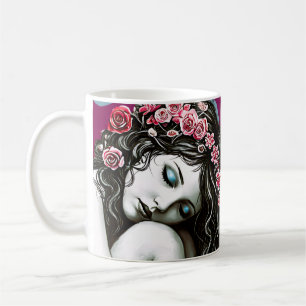 Floral Crown Muse – Whimsical Nature Portrait Coffee Mug