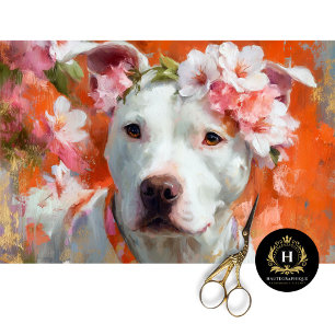 Floral Crown Pit Bull Decoupage Tissue Paper