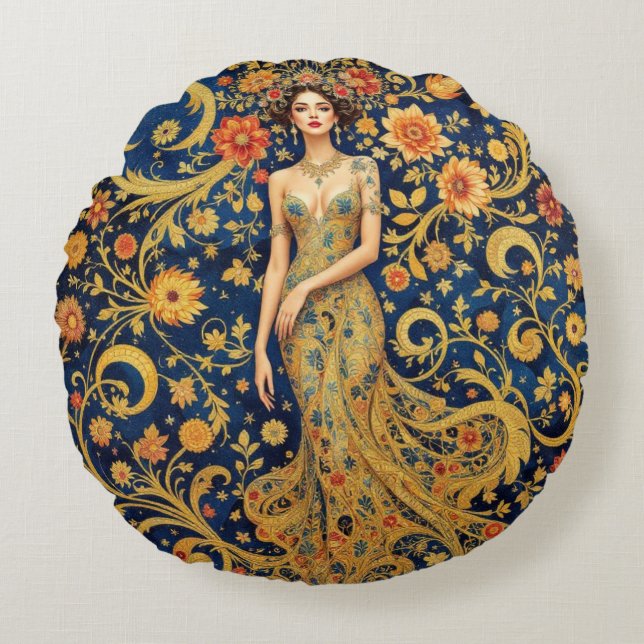 Floral Crown Round Cushion (Front)