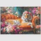 Floral Crown Tiger Orange Vintage Couch Decoupage