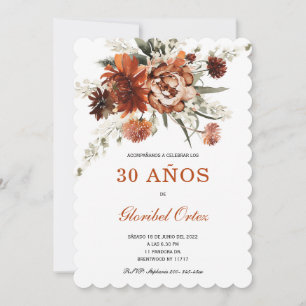  Floral Cumpleaños 30 Años Invitation