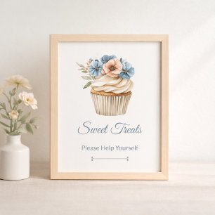 Floral Cupcake Bridal Shower Dessert Table Sign
