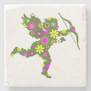 FLORAL CUPID STONE COASTER