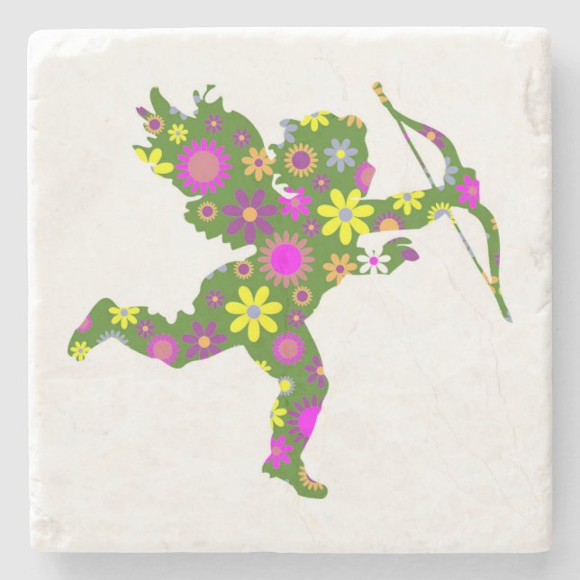 FLORAL CUPID STONE COASTER (Front)