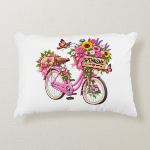 Floral Cushion 'Optimism' – Floral Pink Bicycle an