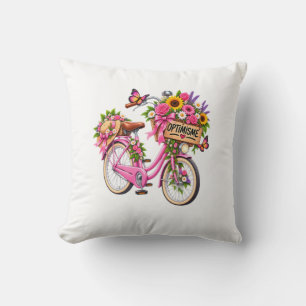 Floral Cushion 'Optimism' – Floral Pink Bicycle an