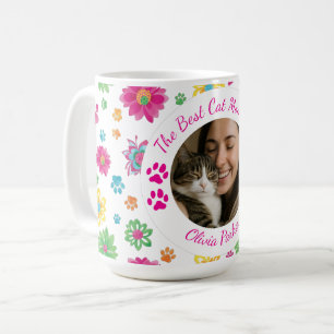 Floral Custom Best Cat Mom Photo Coffee Mug