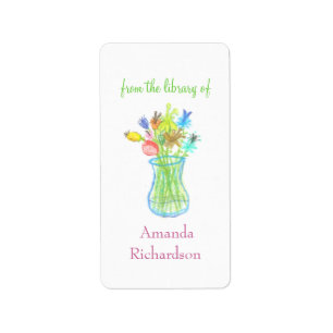Floral custom bookplates / personalised bookplates label