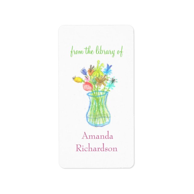 Floral custom bookplates / personalised bookplates label (Front)