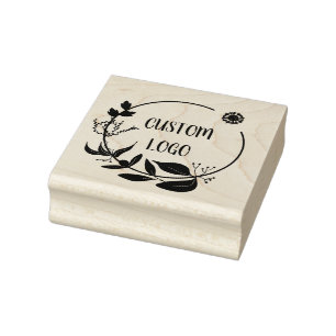 Floral Custom Logo Elegant Round Rubber Stamp