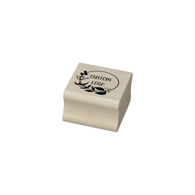 Floral Custom Logo Elegant Round Rubber Stamp (Stamp)