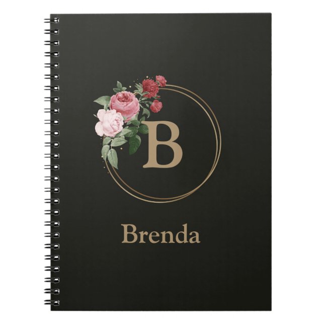 Floral Custom Monogram and Name Journal Notebook (Front)