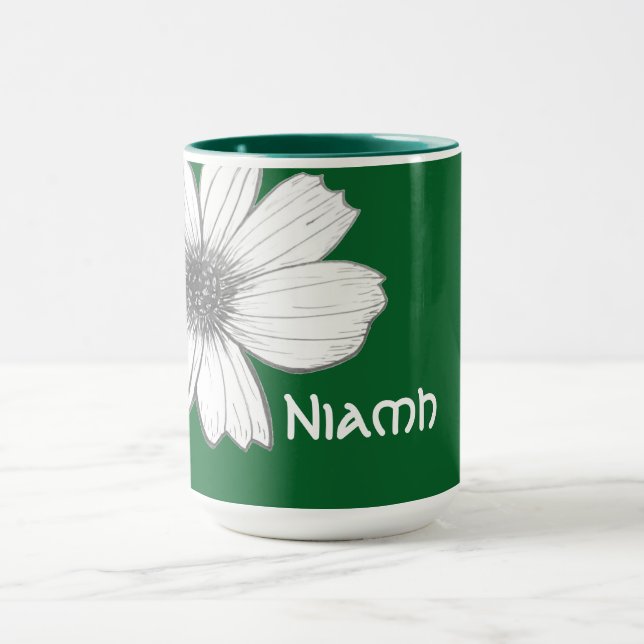 Floral Custom Name deep green Mug (Center)