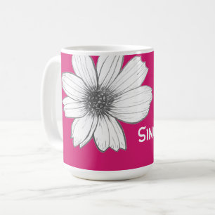 Floral Custom Name Fuscia Pink Coffee Mug