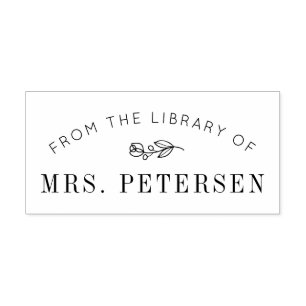 floral custom name library book stamp