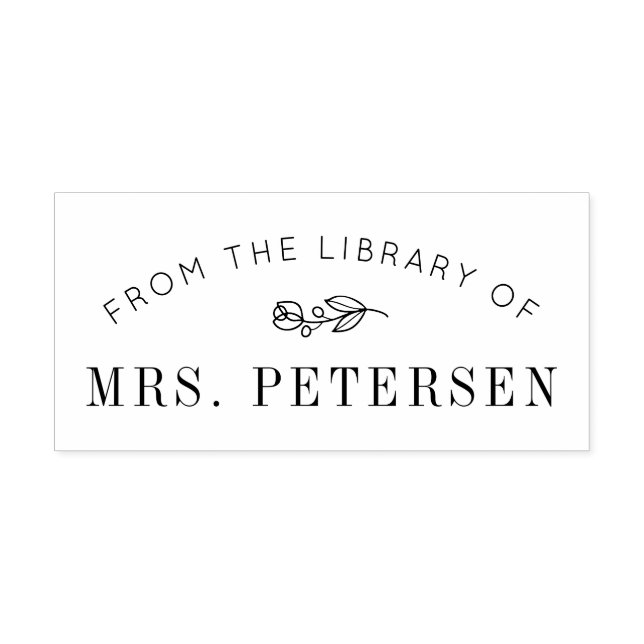 floral custom name library book stamp (Design)