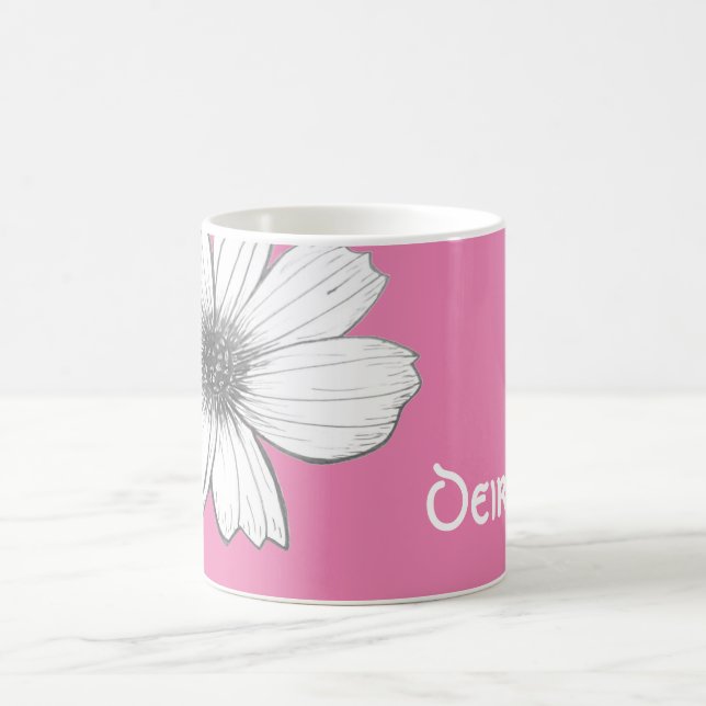 Floral Custom Name Pink Coffee Mug (Center)