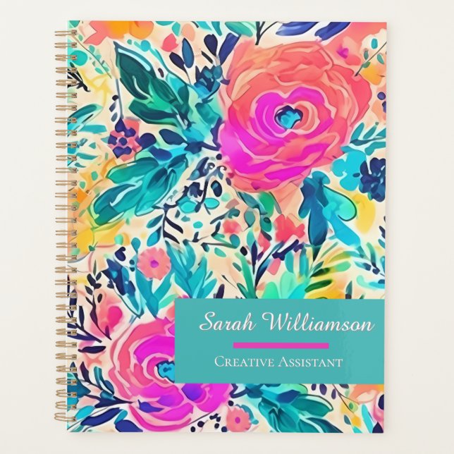 Floral Custom Name Planner for Work, School  (Front)