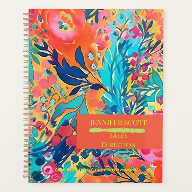 Floral Custom Name Planner for Work, School  (Front)