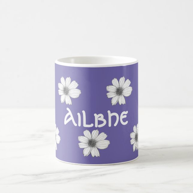 Floral Custom Name Purple Coffee Mug (Center)