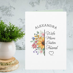 Floral Custom Name Text Birthday or any Occasion Card