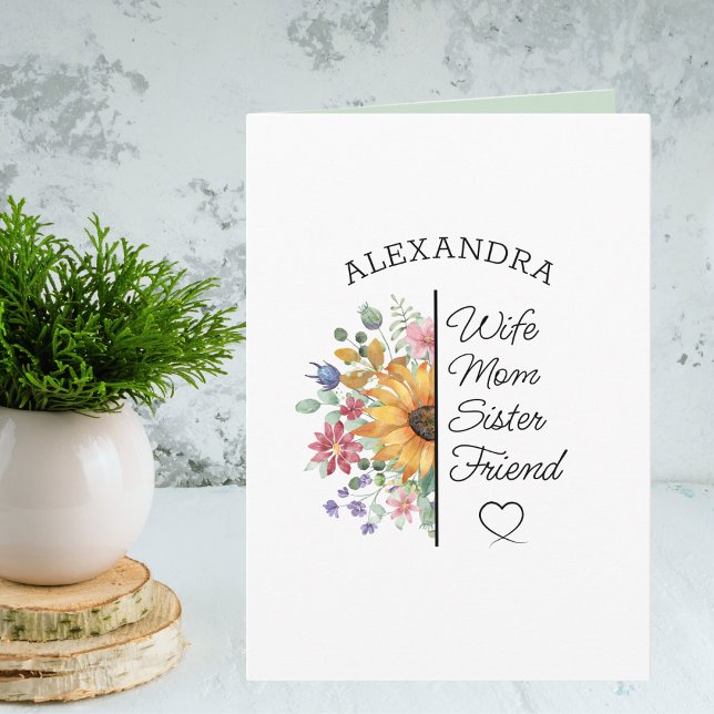 Floral Custom Name Text Birthday or any Occasion Card (This versatile card with its custom name and text is perfect for a birthday or any occasion.)