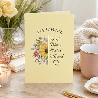 Floral Custom Name Text Birthday or any Occasion Card