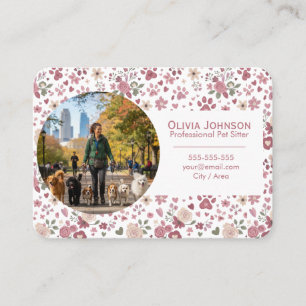Floral Custom Pet Sitter Business Card with Photo